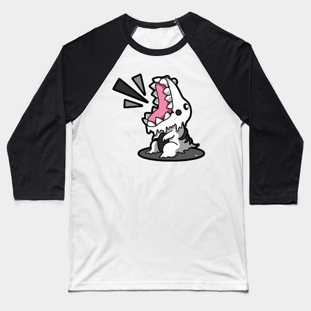 SM3GMASAURUS REX WHITE (BLACK) Baseball T-Shirt by KnavishApparel